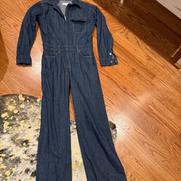 RIVET UTILITY Boyfriend Denim Jumpsuit Size Small Color: Mid denim - Picture 9 of 15